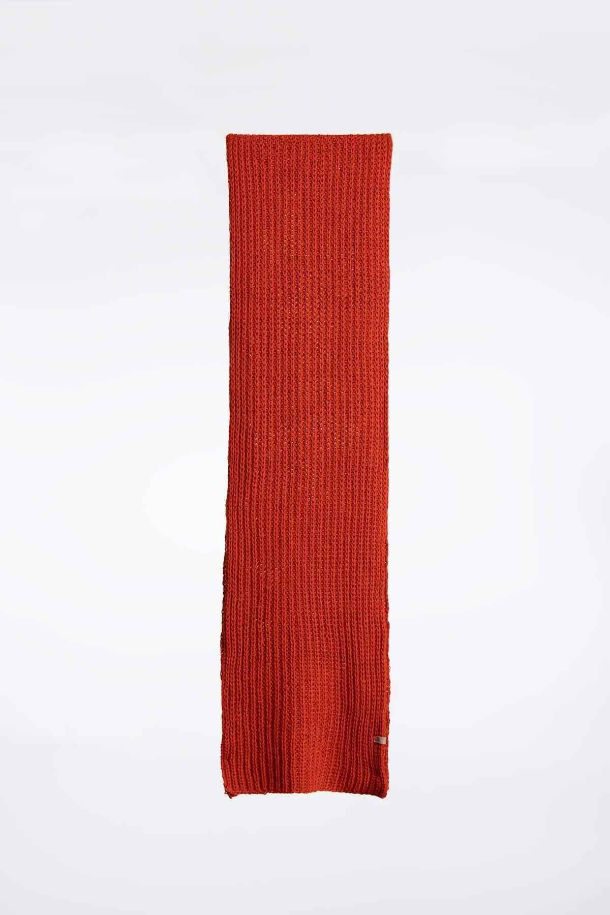 Merino Handknit Rib Scarf in Burnt Orange