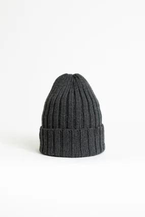 Merino Thick Rib Hat in Charcoal Grey