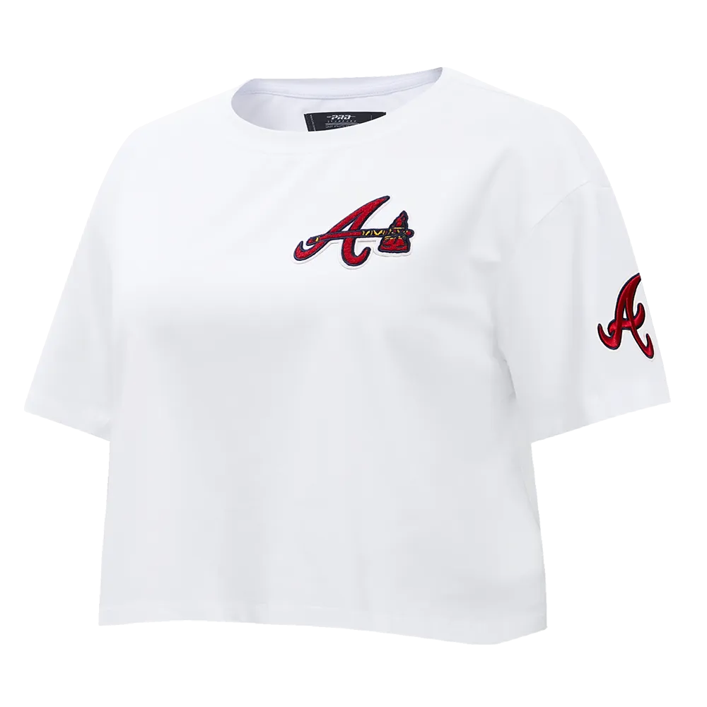 MLB ATLANTA BRAVES CLASSIC WOMEN'S BOXY TEE (WHITE)