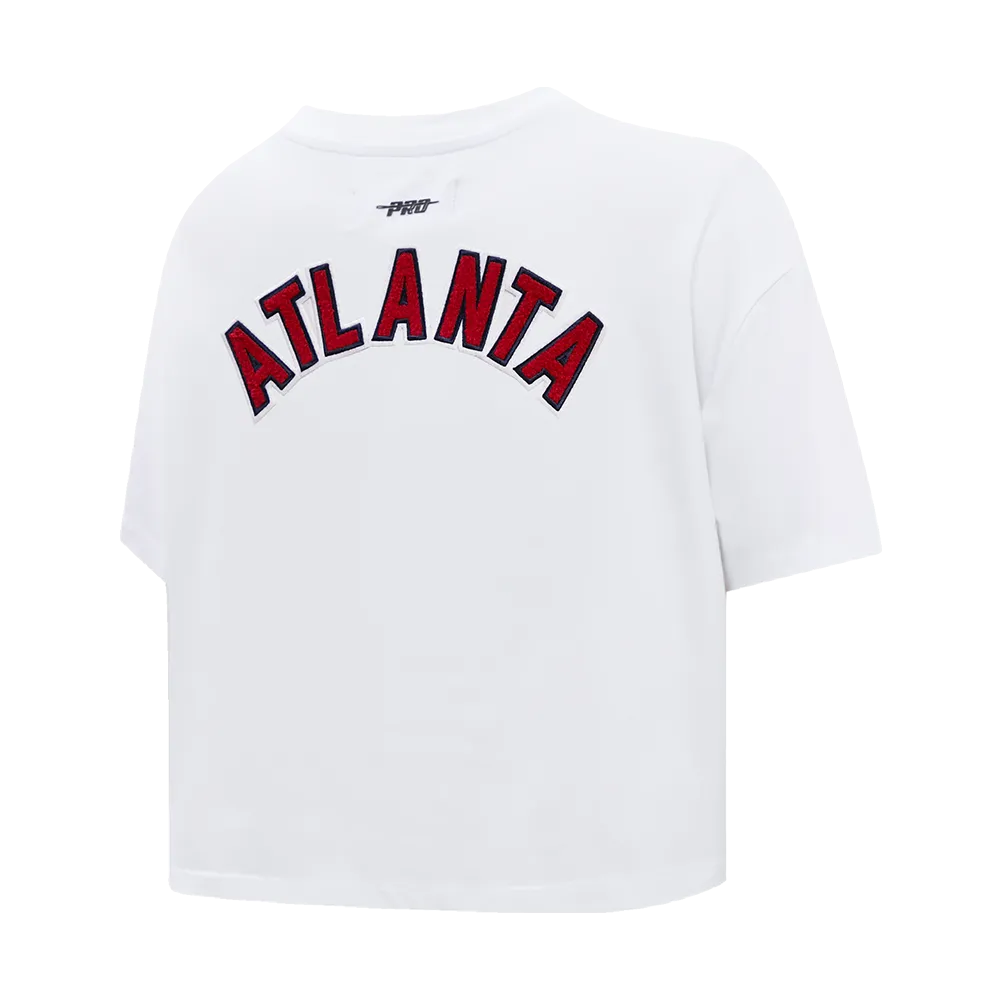 MLB ATLANTA BRAVES CLASSIC WOMEN'S BOXY TEE (WHITE)