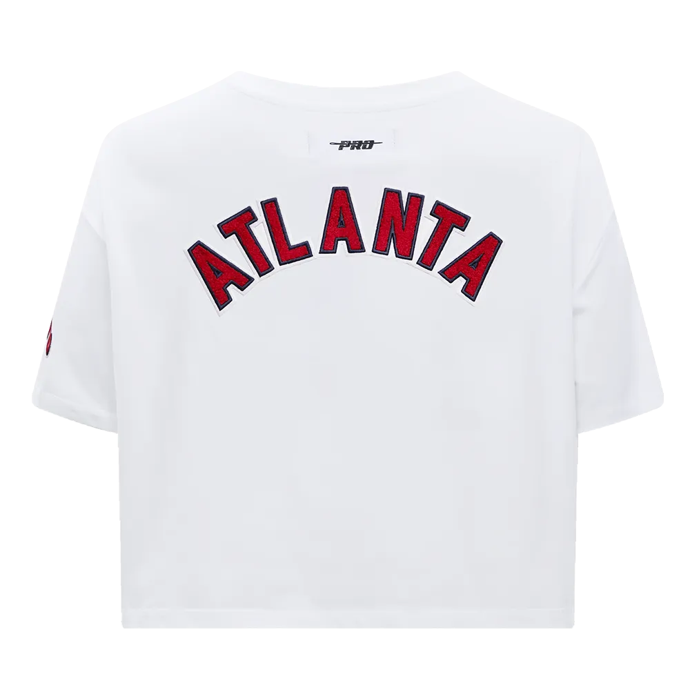 MLB ATLANTA BRAVES CLASSIC WOMEN'S BOXY TEE (WHITE)