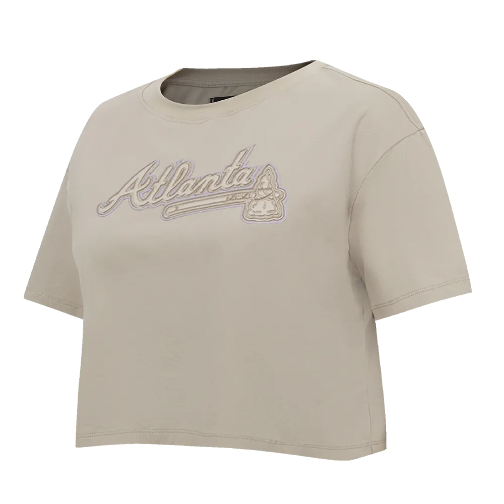 MLB ATLANTA BRAVES NEUTRAL WOMEN'S BOXY TEE (TAUPE)