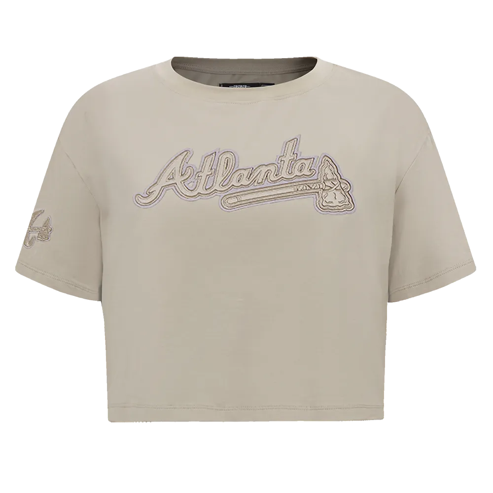 MLB ATLANTA BRAVES NEUTRAL WOMEN'S BOXY TEE (TAUPE)