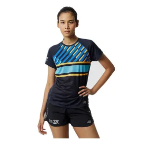 New Balance London Edition Printed Impact Run Short Sleeve (Women's) - Navy