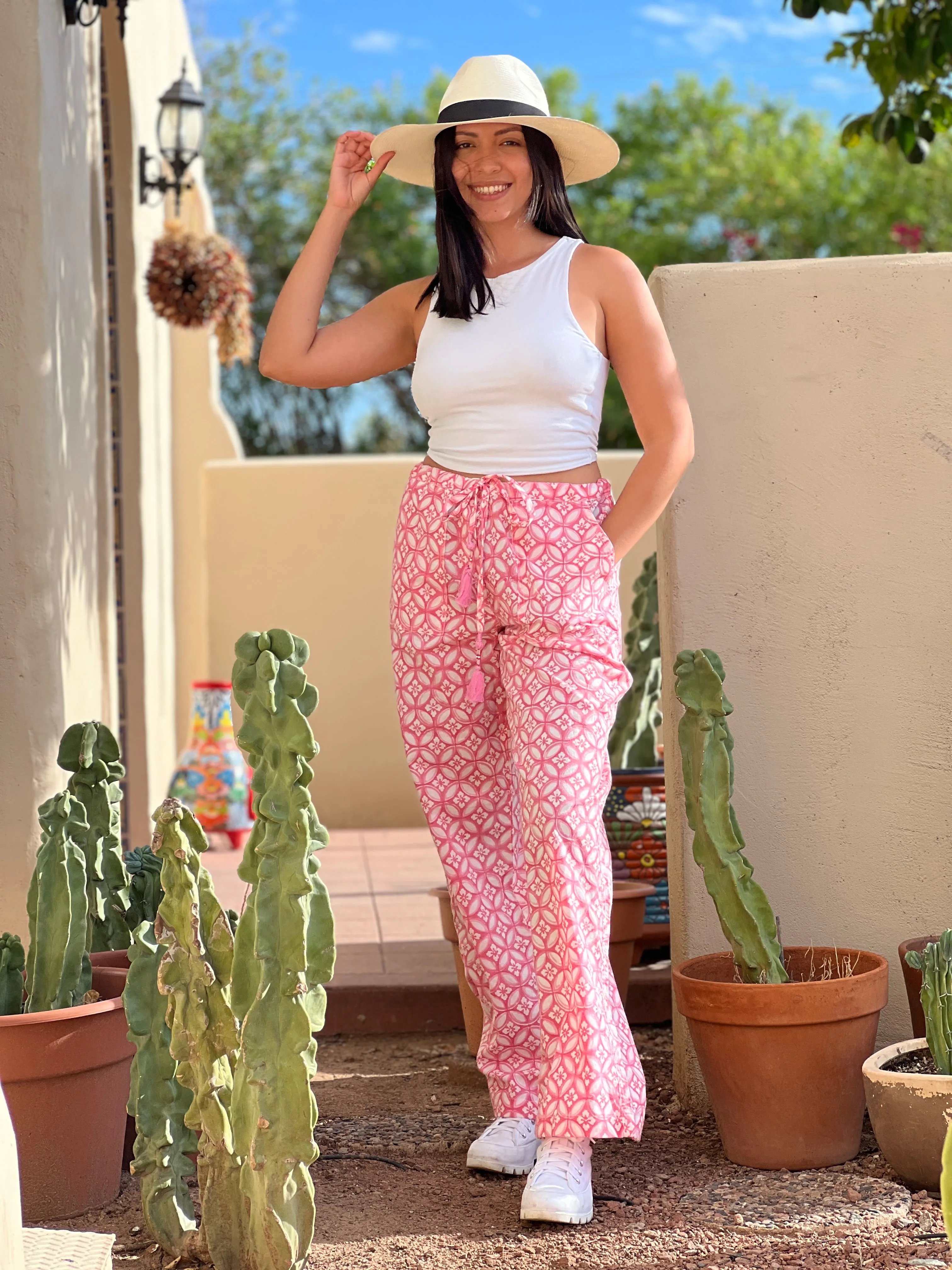 Nina Pink Cotton Lounge Pants