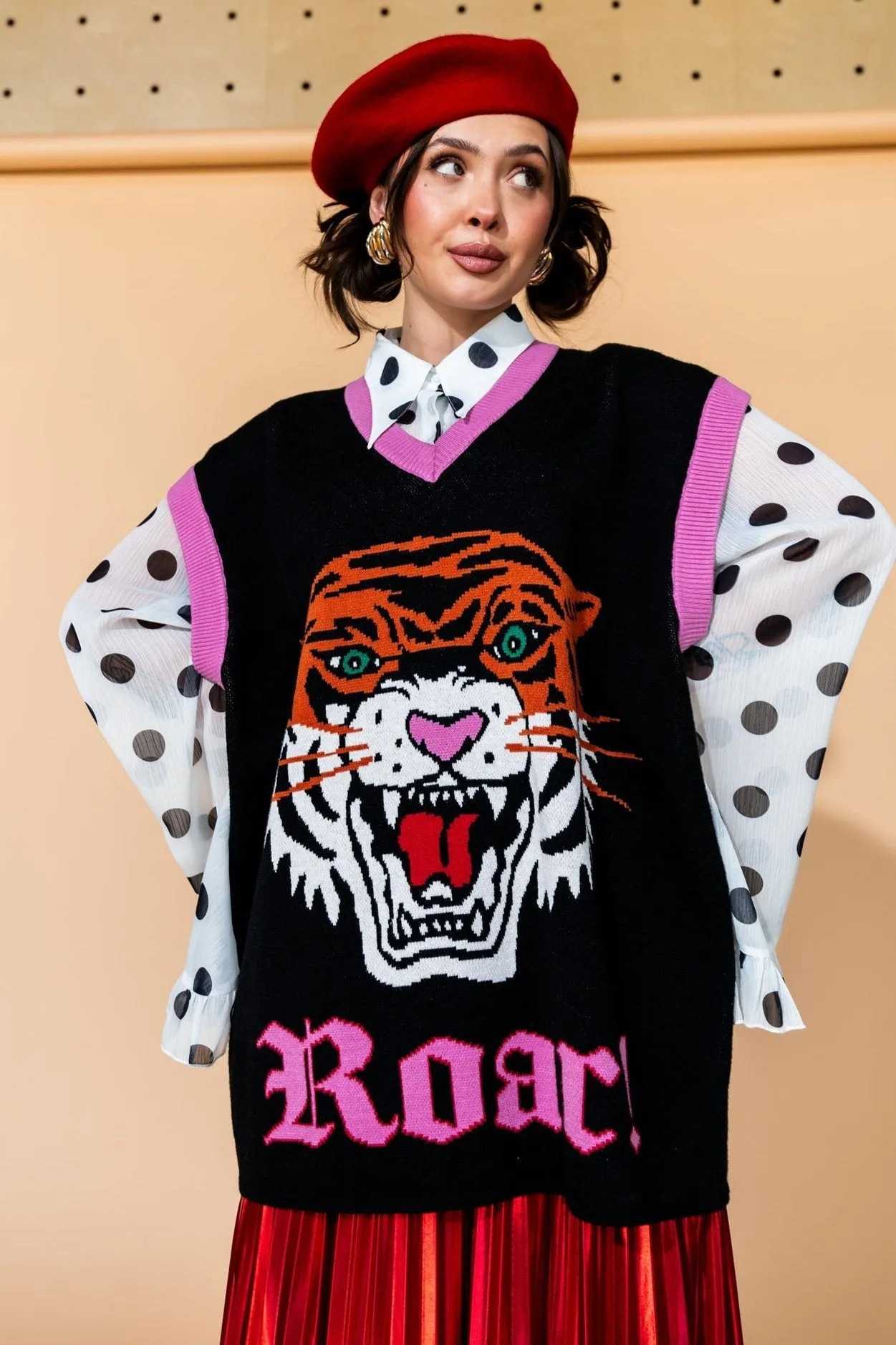 Oversized Sweater Vest in Hear Me Roar