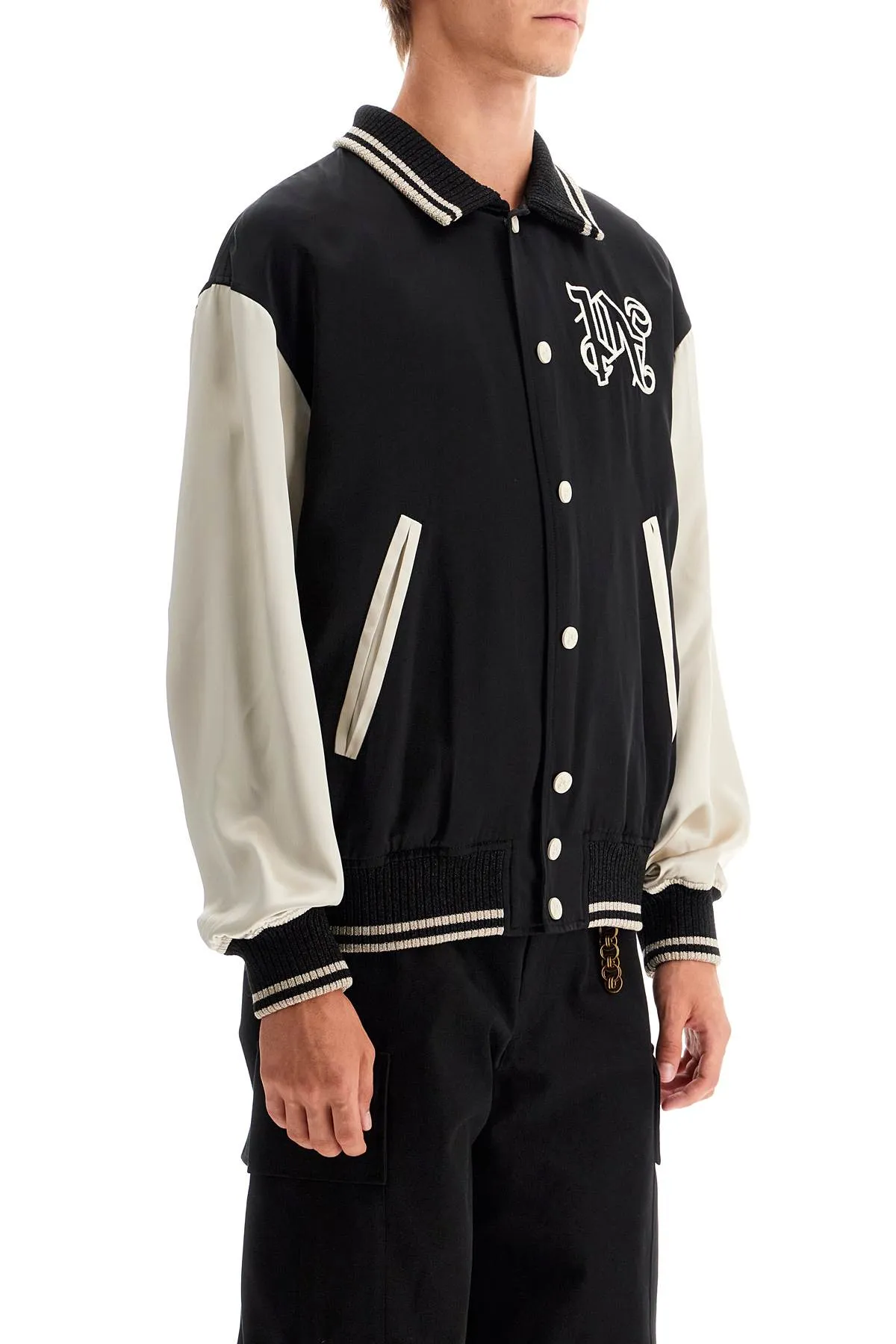 PALM ANGELS satin varsity jacket for