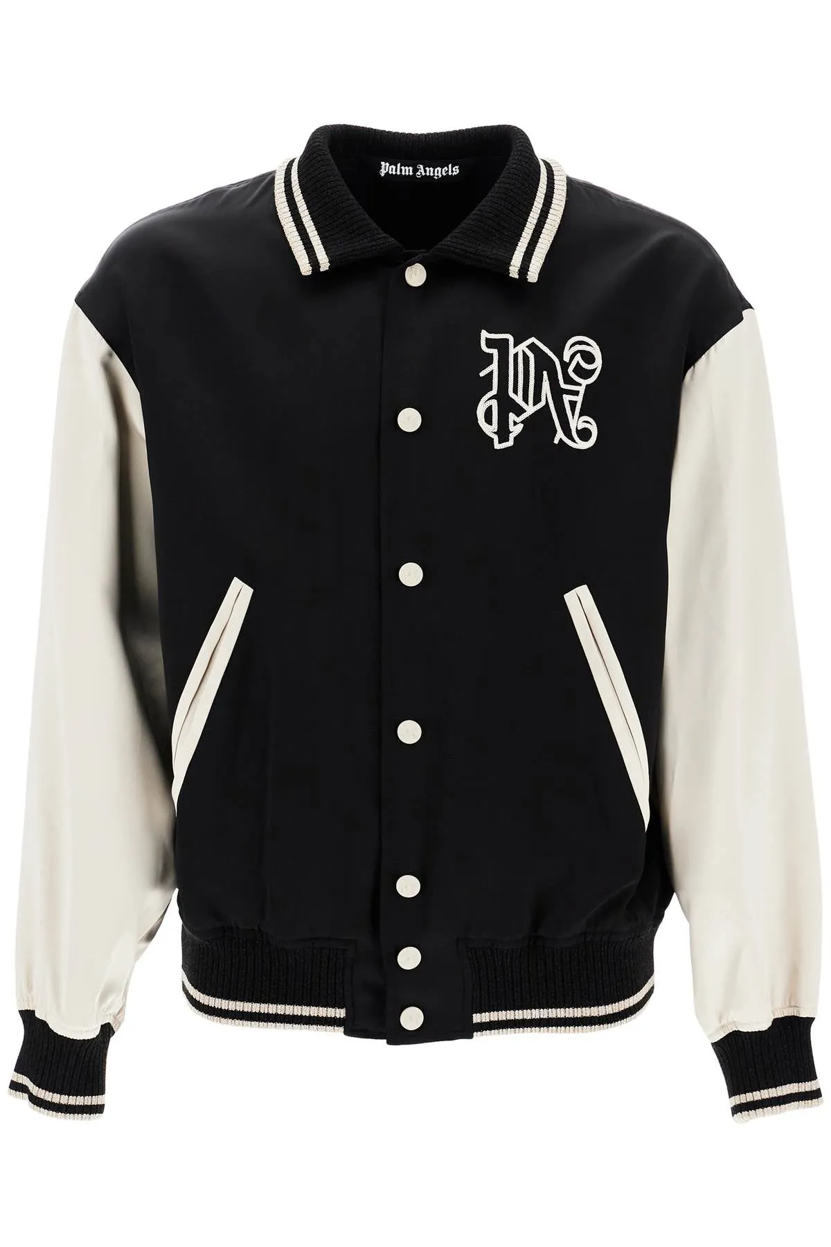 PALM ANGELS satin varsity jacket for