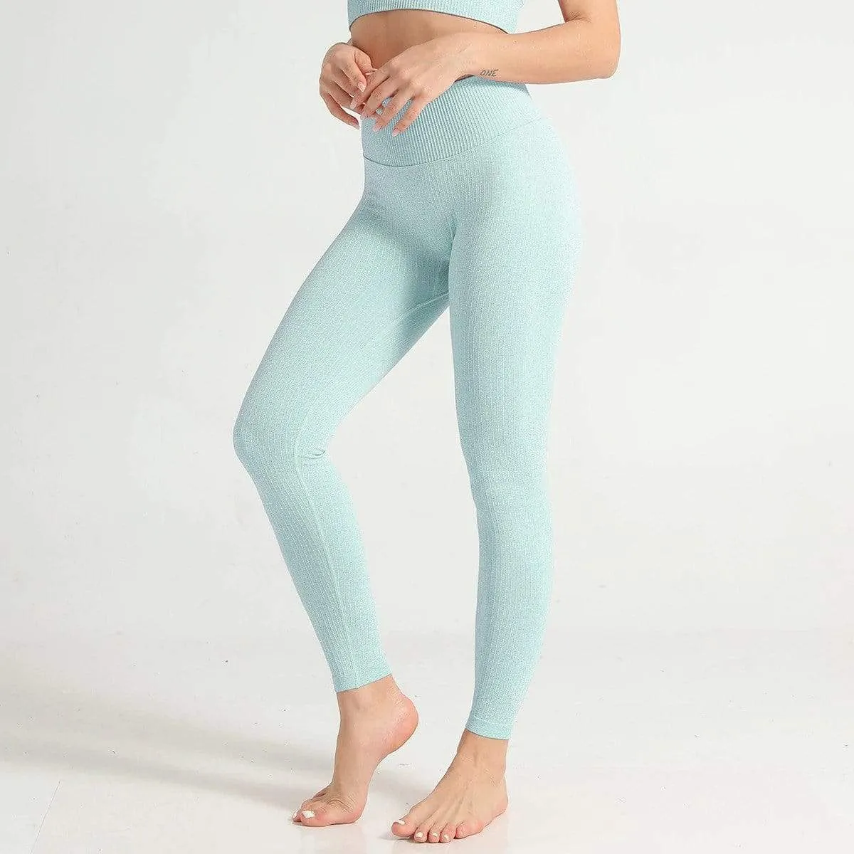 Pastel High Waist Ribbed Seamless Leggings