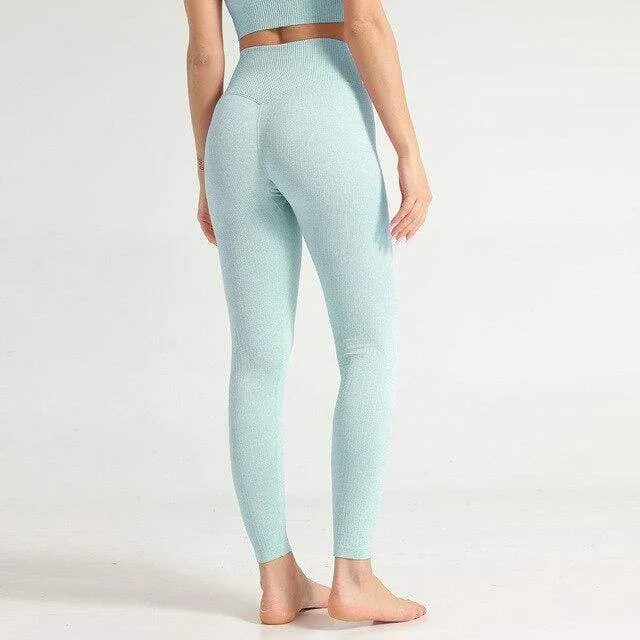 Pastel High Waist Ribbed Seamless Leggings