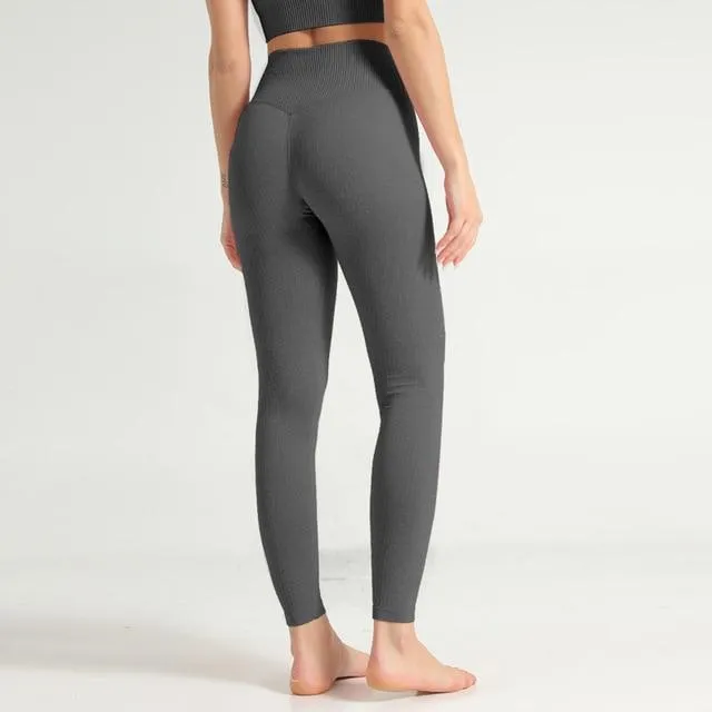 Pastel High Waist Ribbed Seamless Leggings