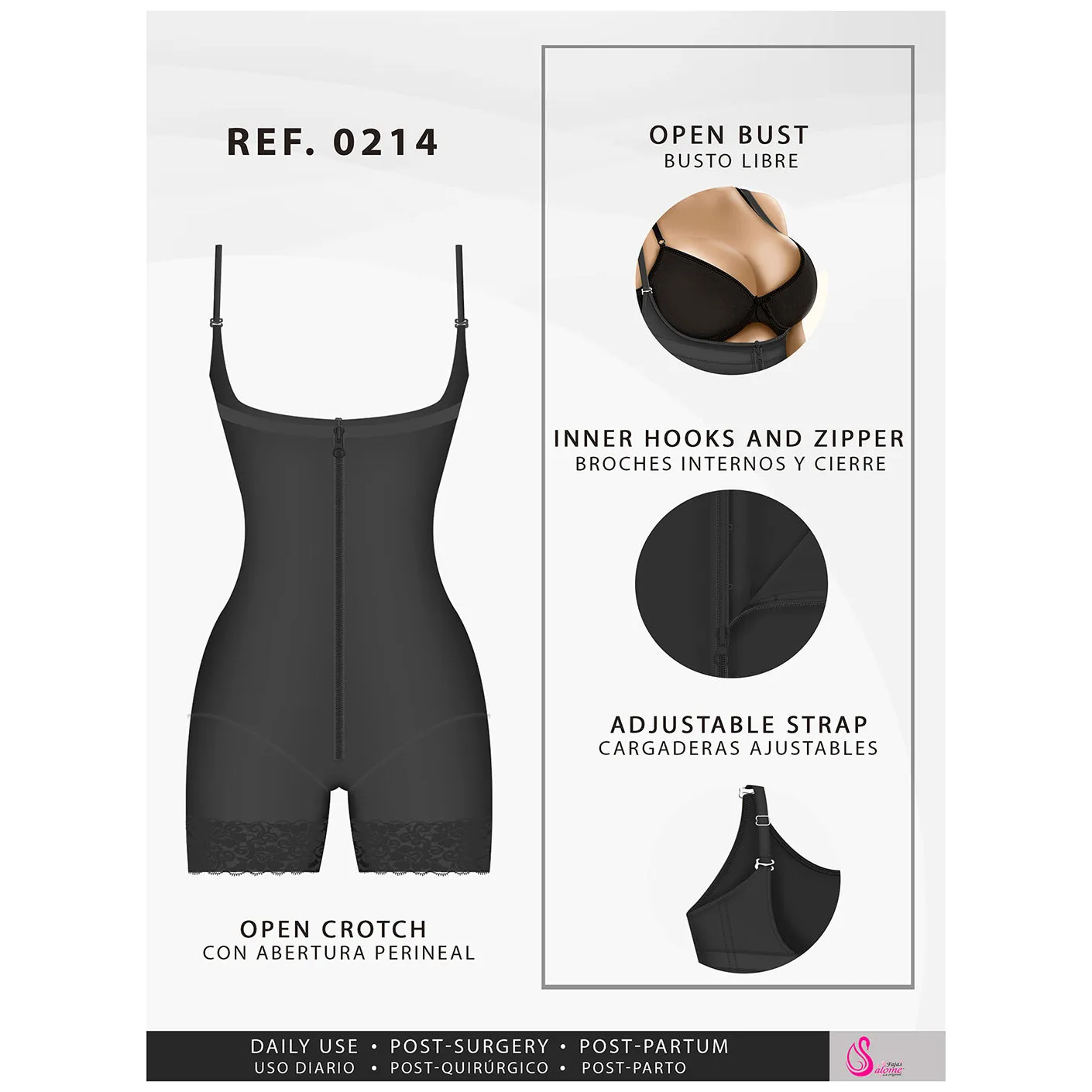 Postpartum Girdle Mid Thigh Strapless Body Shaper ummy Control & Butt Lifting Fajas Salome 0214