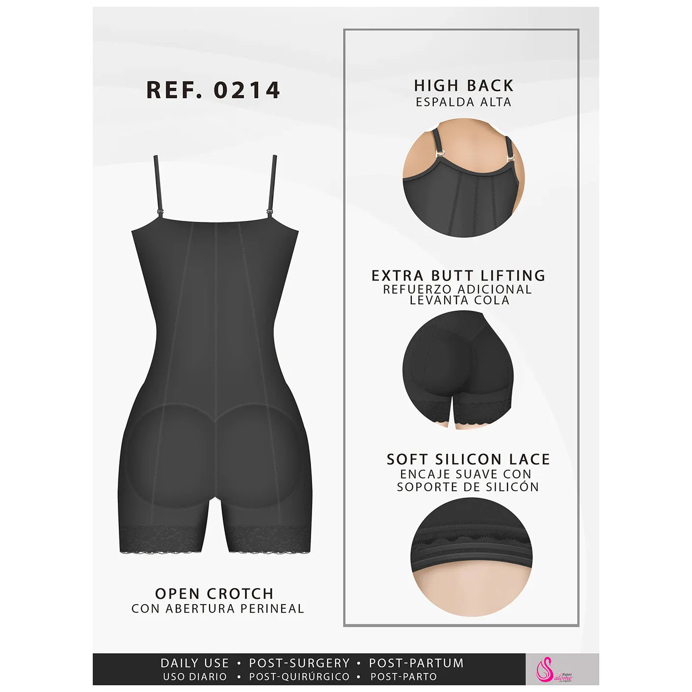 Postpartum Girdle Mid Thigh Strapless Body Shaper ummy Control & Butt Lifting Fajas Salome 0214