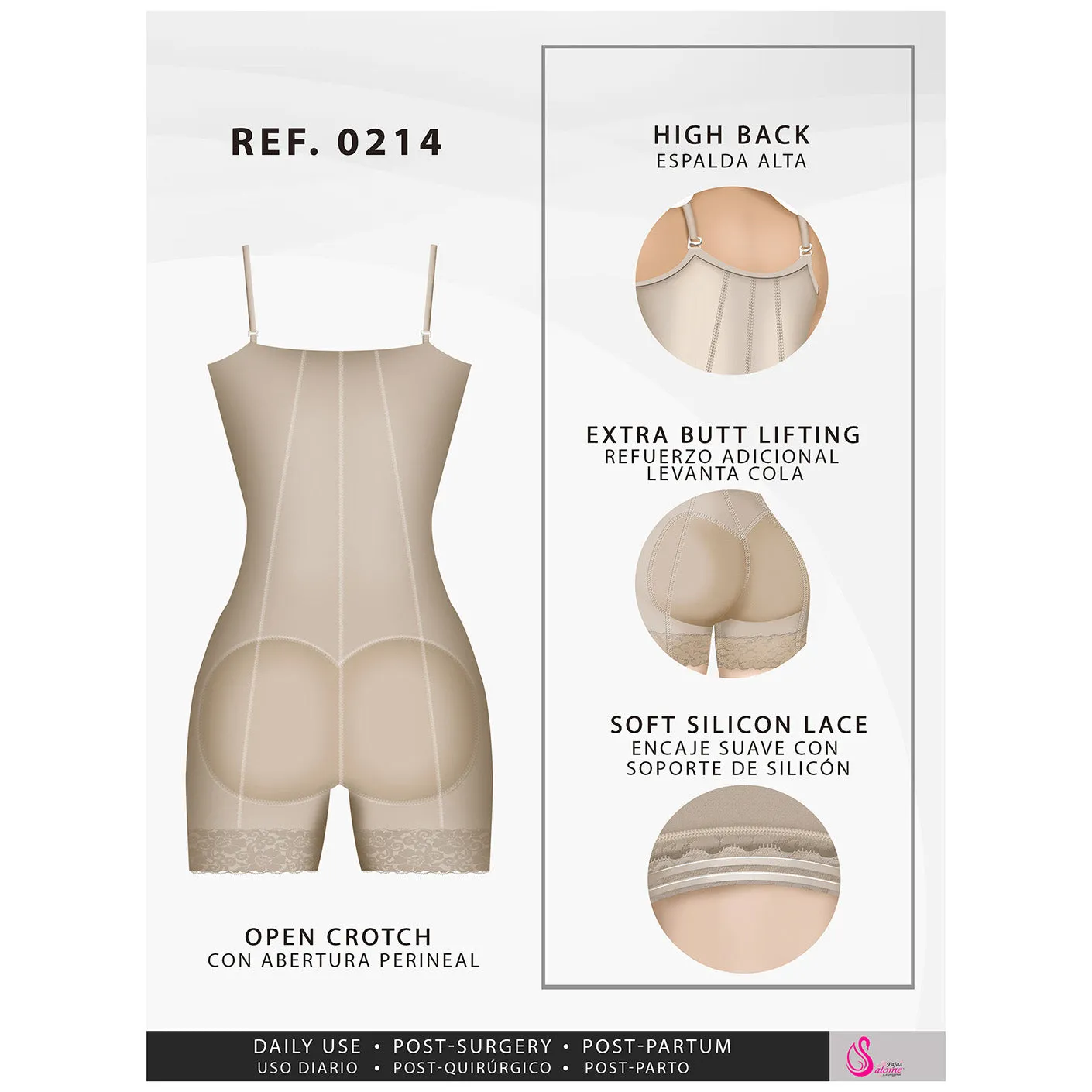 Postpartum Girdle Mid Thigh Strapless Body Shaper ummy Control & Butt Lifting Fajas Salome 0214