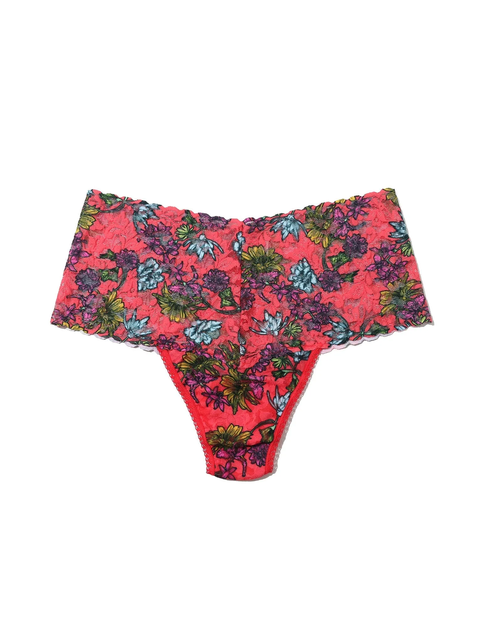 Printed Retro Lace Thong Wonderland Blooms Sale