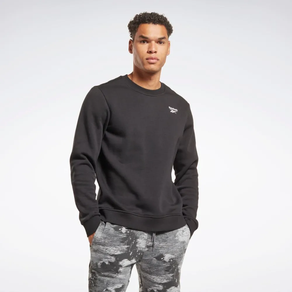 Reebok Apparel Men Reebok Identity Fleece Vector Crew Sweatshirt BLACK