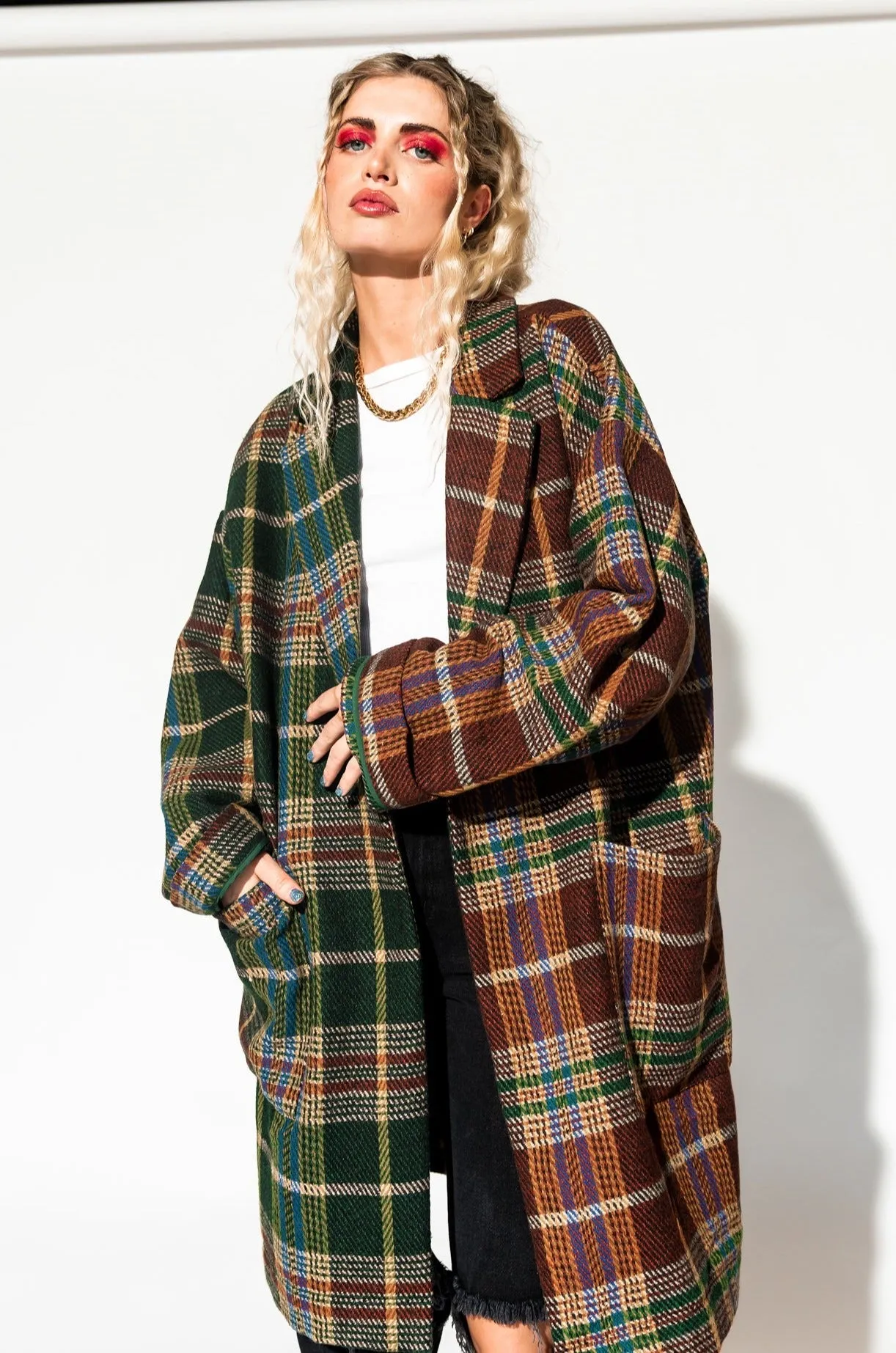 Scorpio 2.0 Half   Half Oversized Coat in Pine   Brown