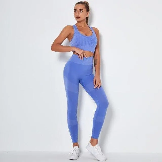 Seamless High Waist Compression Leggings and Top Set