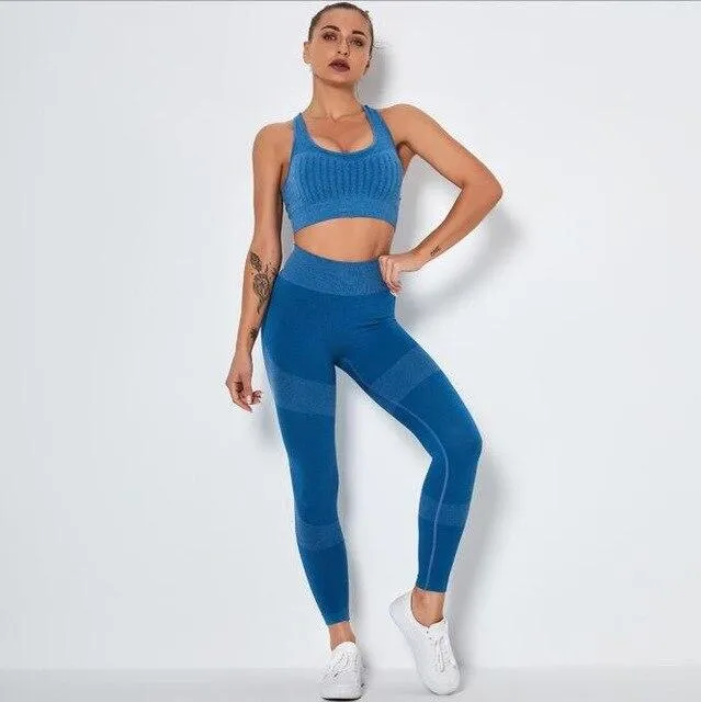 Seamless High Waist Compression Leggings and Top Set