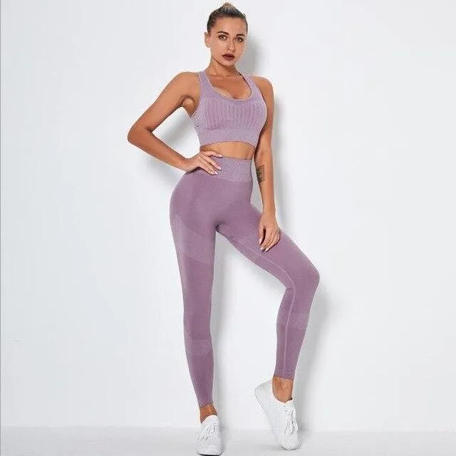 Seamless High Waist Compression Leggings and Top Set