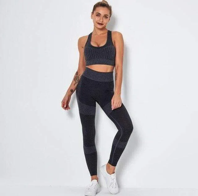 Seamless High Waist Compression Leggings and Top Set