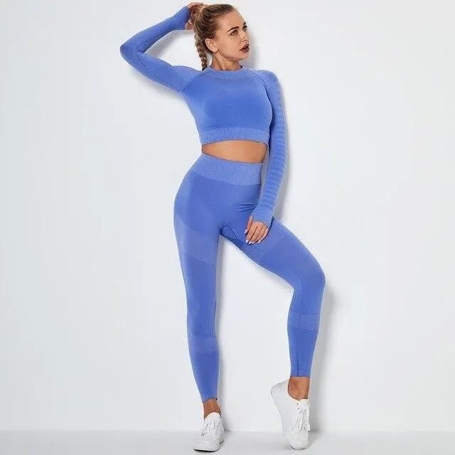 Seamless High Waist Compression Leggings and Top Set