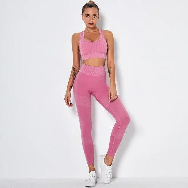 Seamless High Waist Compression Leggings and Top Set