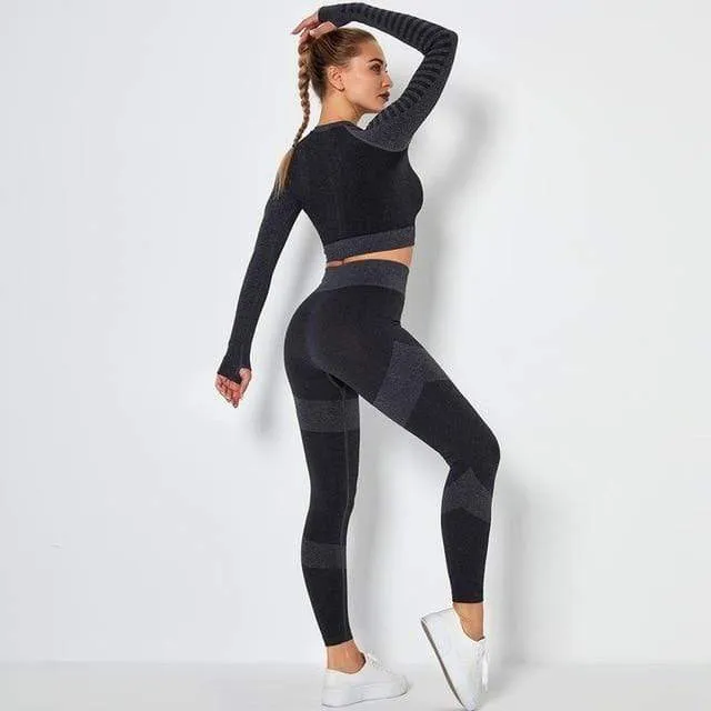 Seamless High Waist Compression Leggings and Top Set