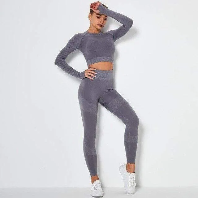 Seamless High Waist Compression Leggings and Top Set