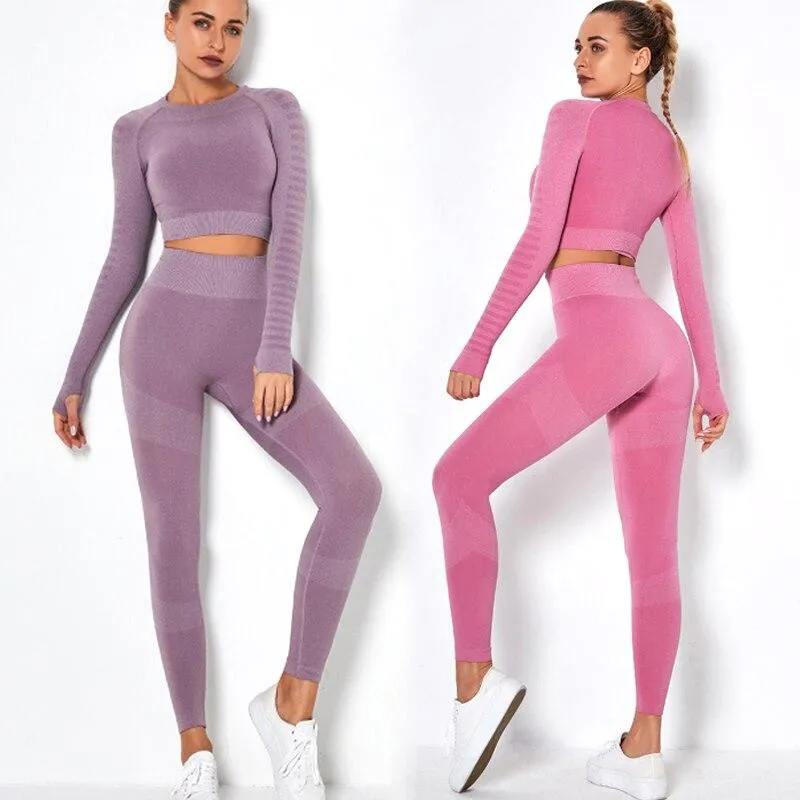 Seamless High Waist Compression Leggings and Top Set