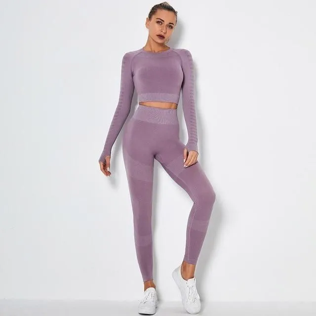 Seamless High Waist Compression Leggings and Top Set