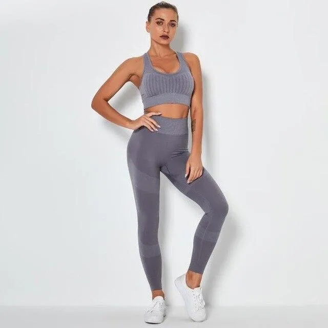 Seamless High Waist Compression Leggings and Top Set