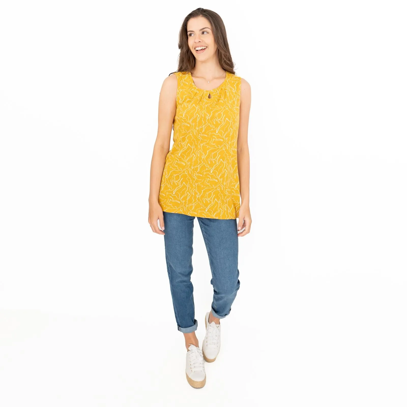 Seasalt Bright Beach Yellow Summer Vests Sleeveless Cotton Tops