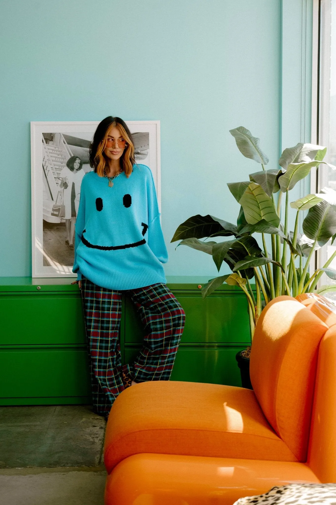 Serotonin Smile Oversized Knit in Blue