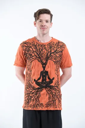 Sure Design Mens Ohm Meditation Tree T-Shirt Orange