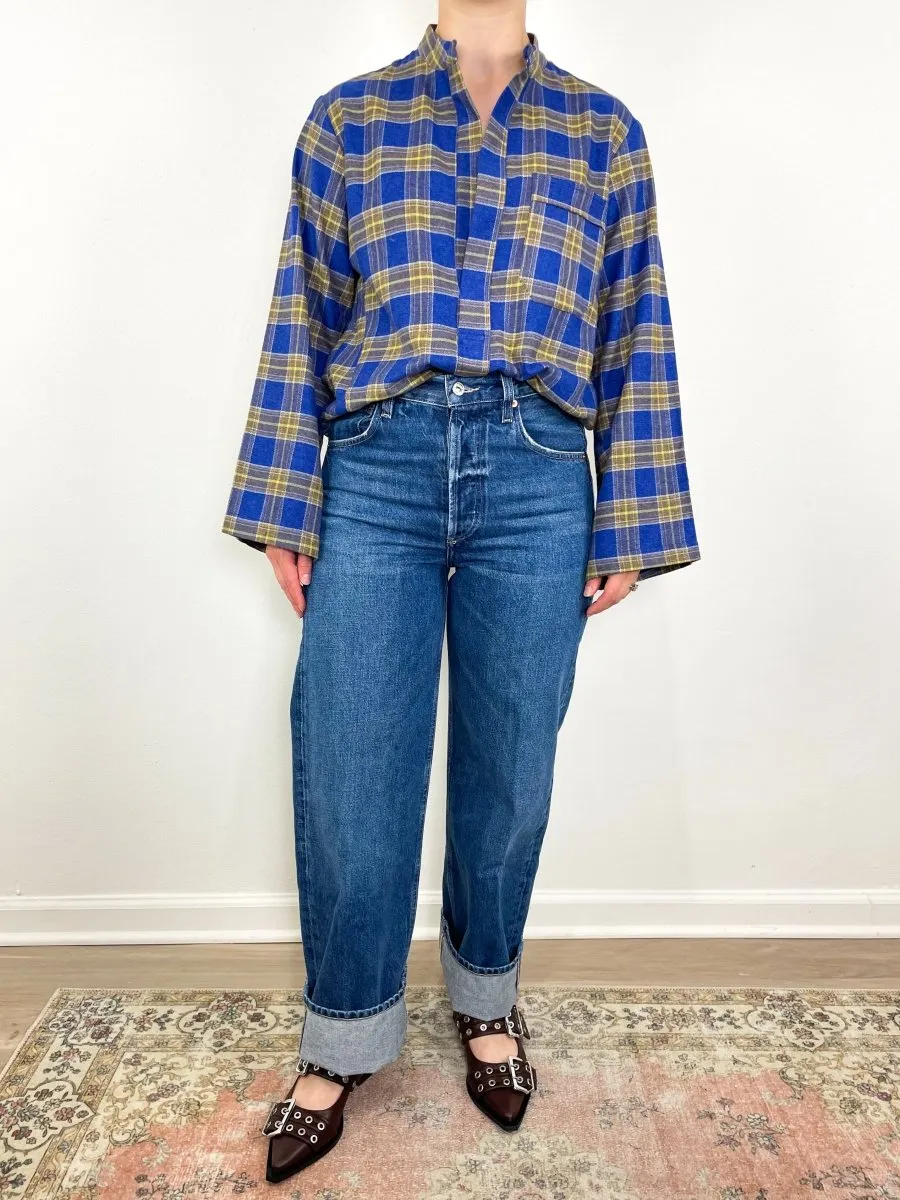 The Parachute Shirt Japanese Flannel in Blue Flannel