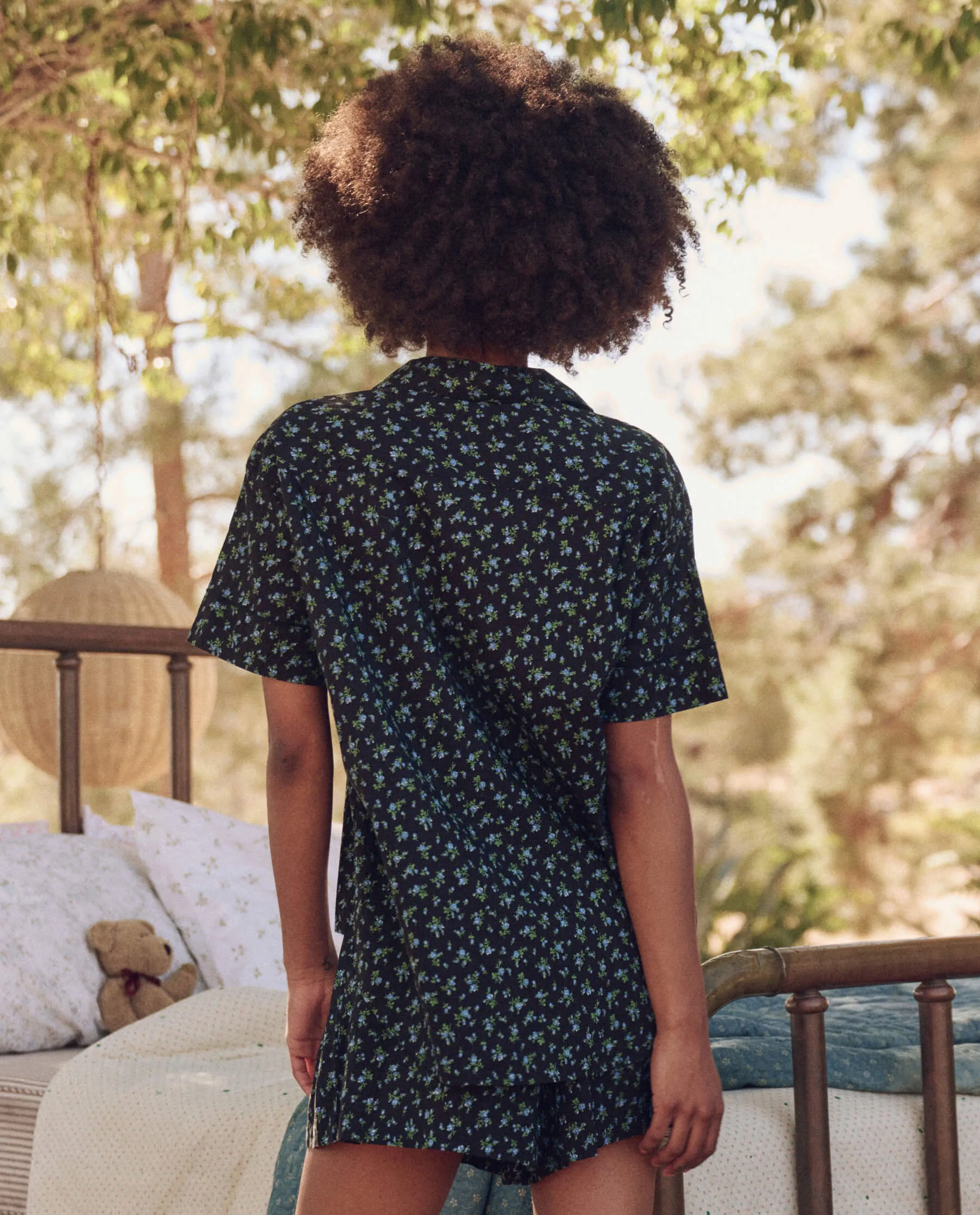 The Short Sleeve Pajama Shirt. -- Nightshade Floral