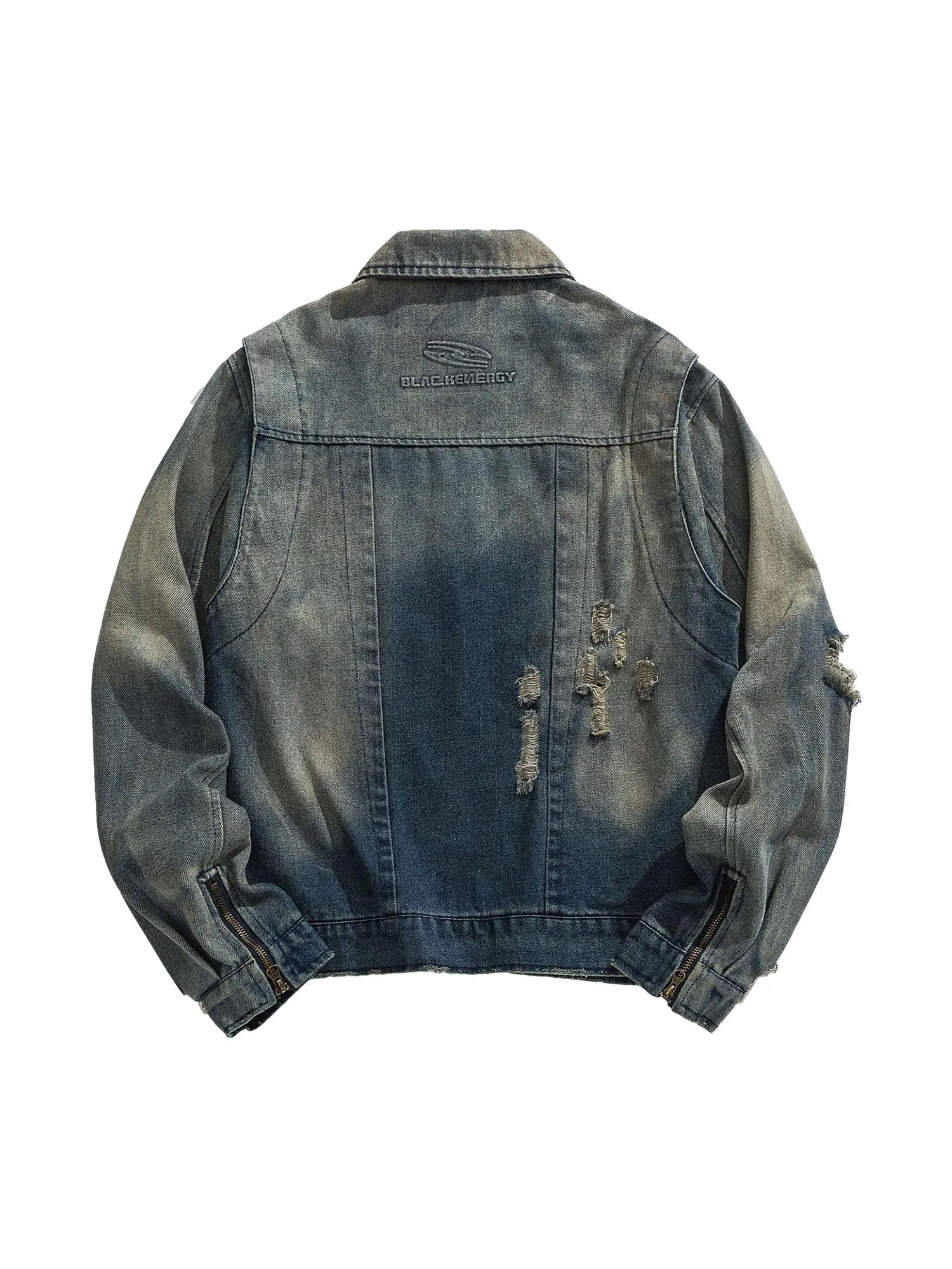 Thesupermade High Street Hip-hop Distressed Washed Denim Jacket