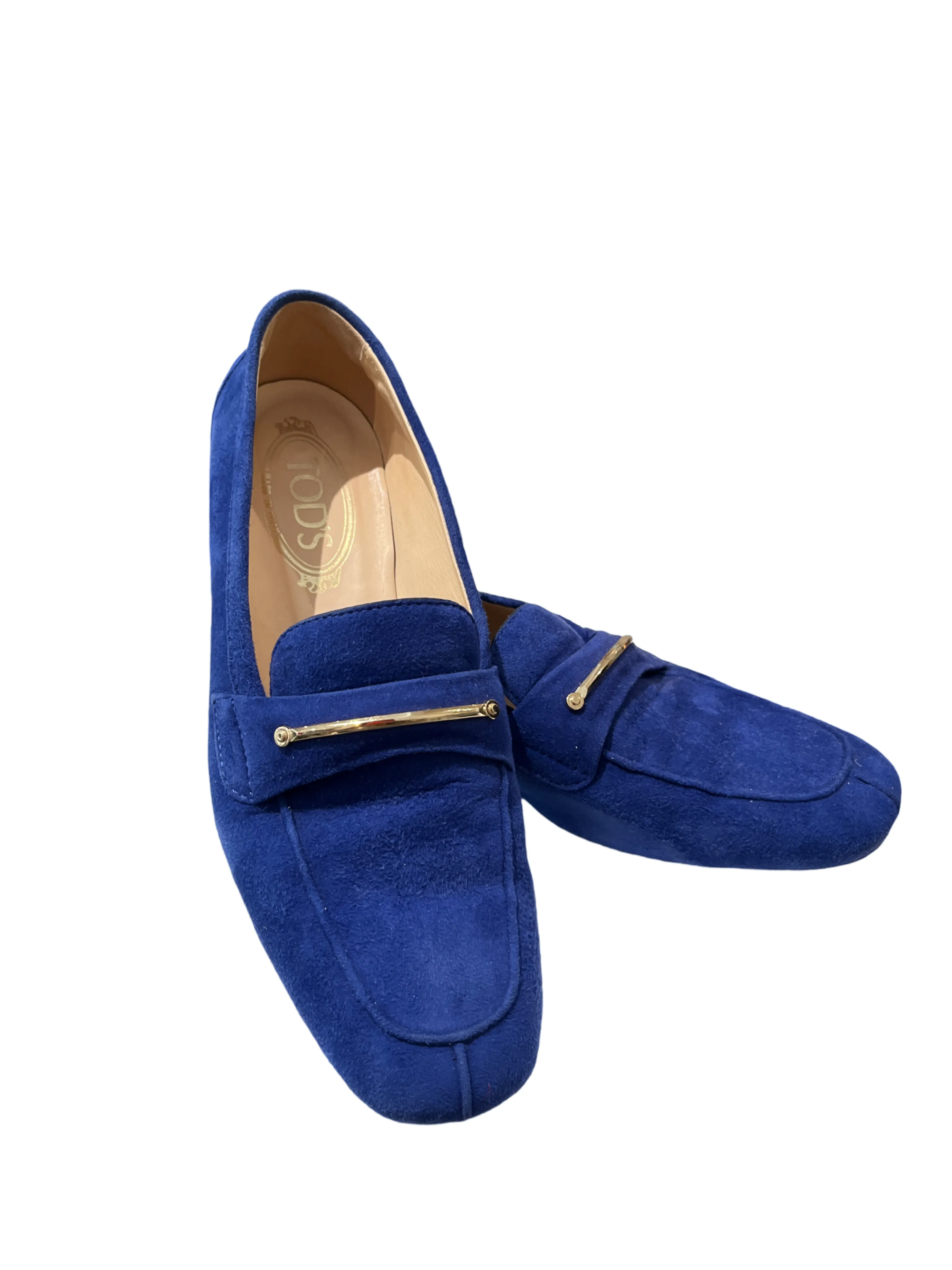 Tods Blue Velvet Loafers /37.5