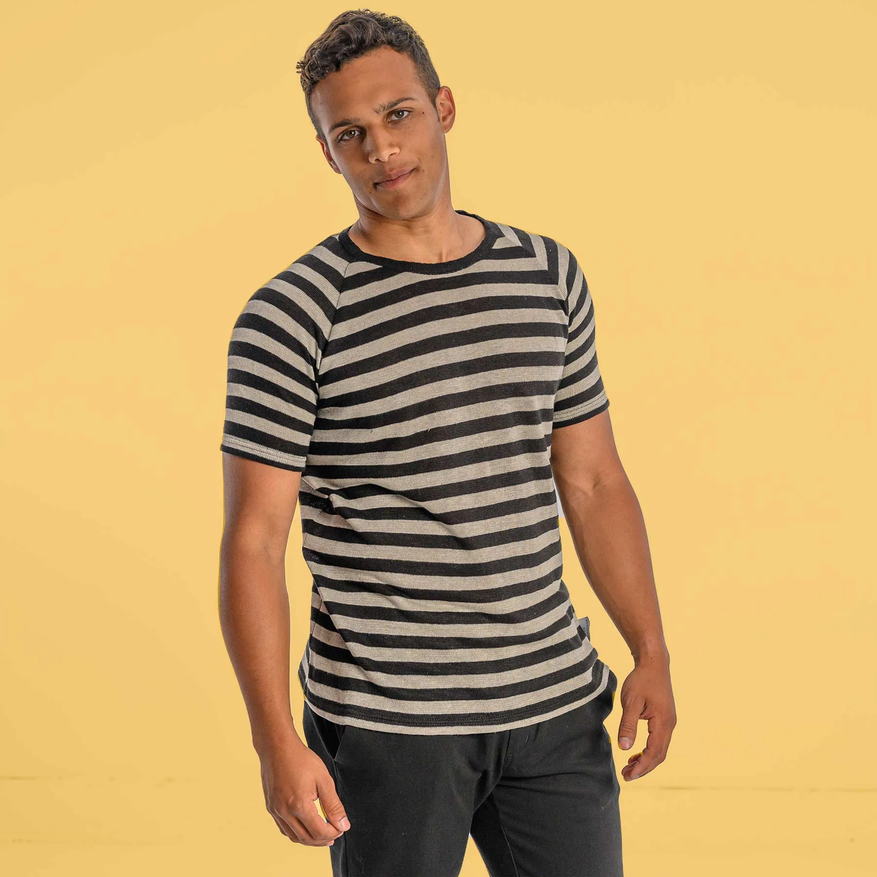 TRIBECA 100% Organic Hemp Striped T-shirt Top (Plastic, Elastic-free, Latex-free) (Discontinued)