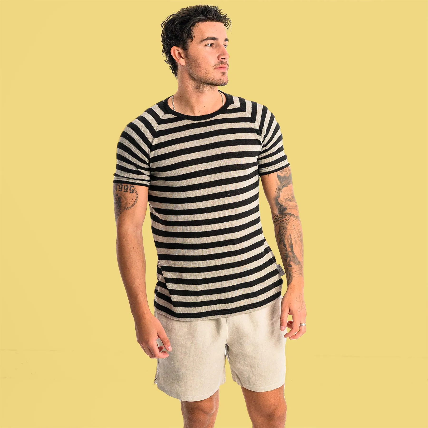 TRIBECA 100% Organic Hemp Striped T-shirt Top (Plastic, Elastic-free, Latex-free) (Discontinued)