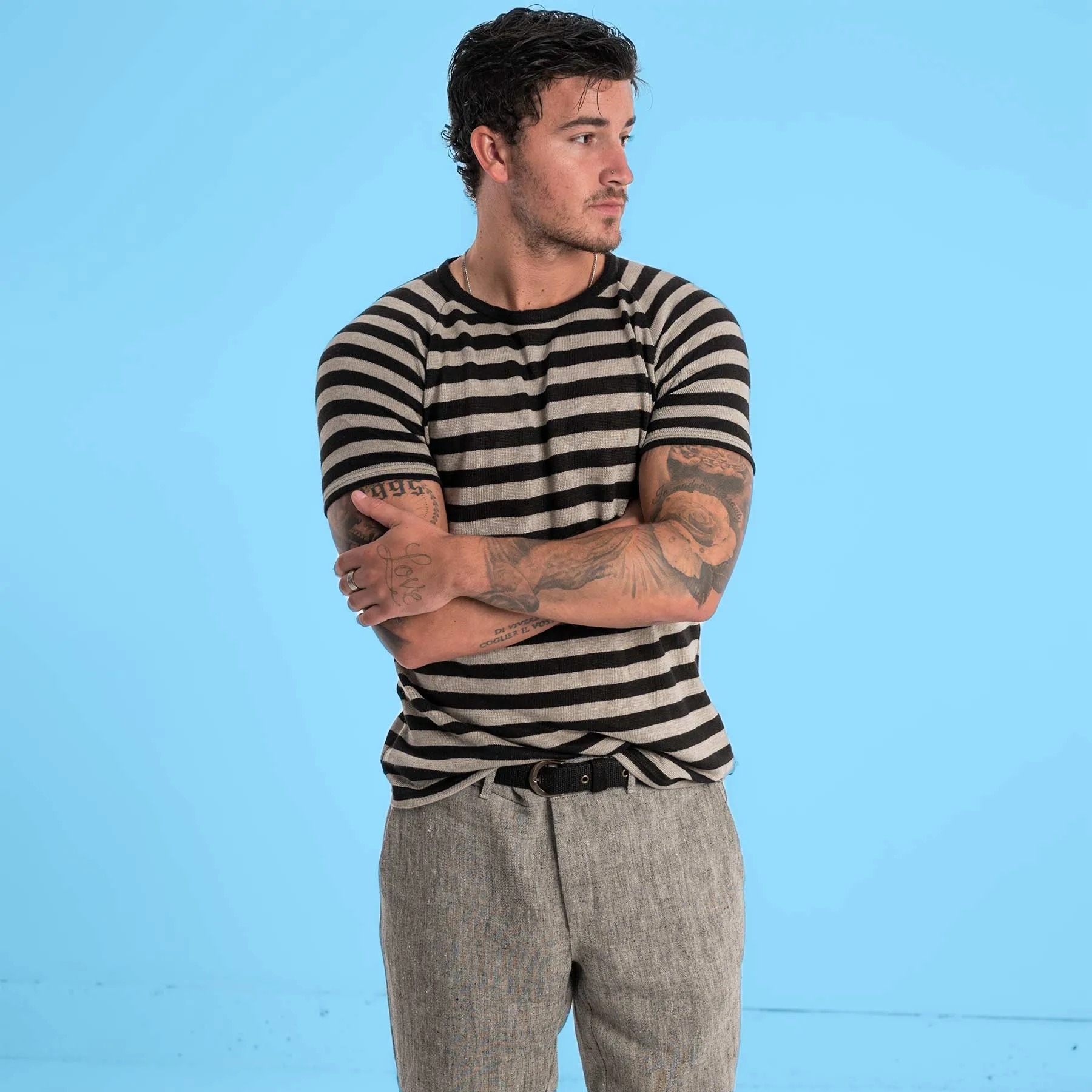 TRIBECA 100% Organic Hemp Striped T-shirt Top (Plastic, Elastic-free, Latex-free) (Discontinued)