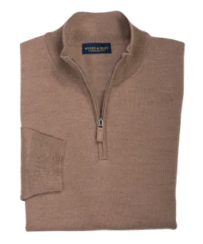 Ultra-fine Zegna Baruffa Half-Zip Merino Wool Sweater - Camel