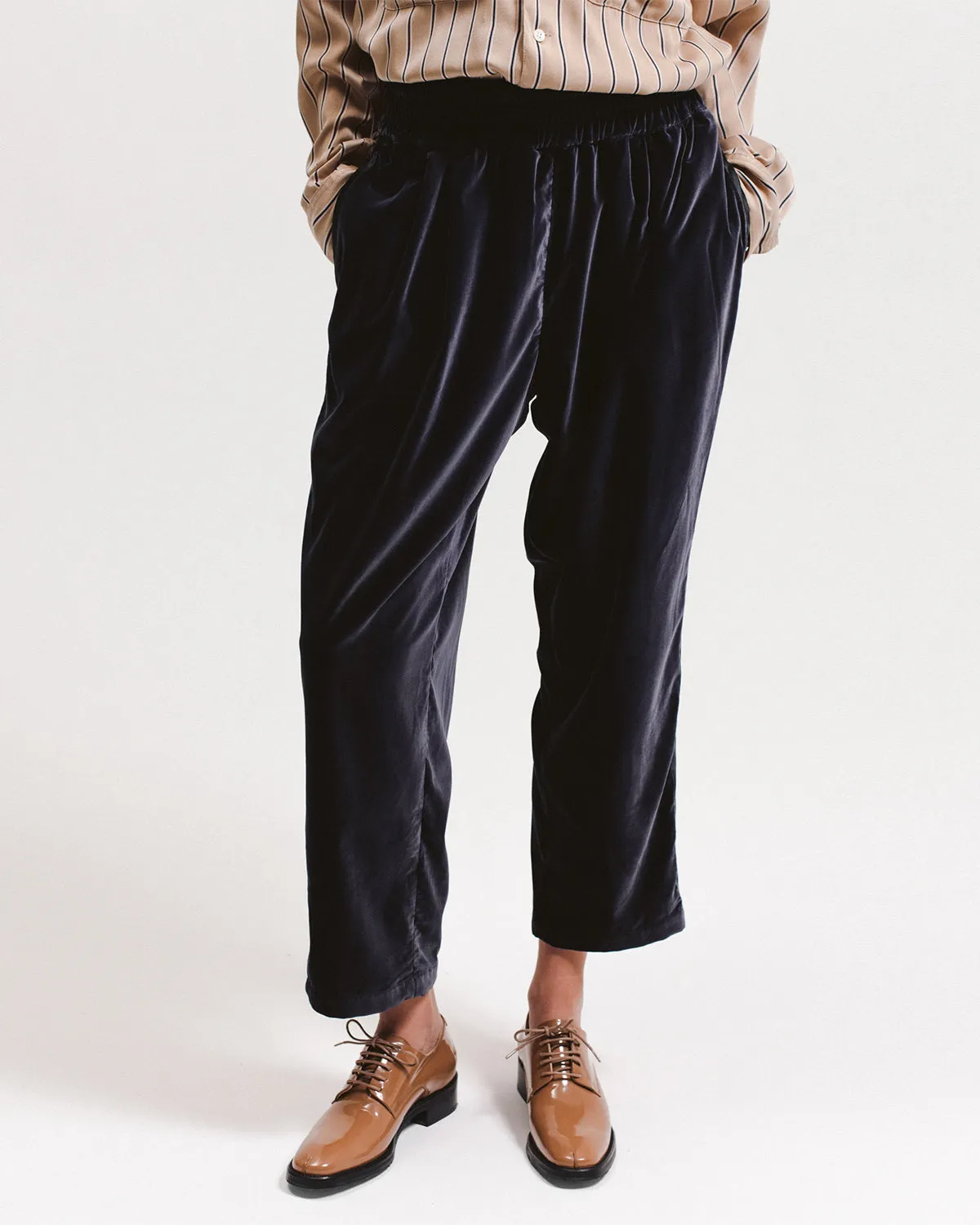 Velvet Crop Trouser - Navy