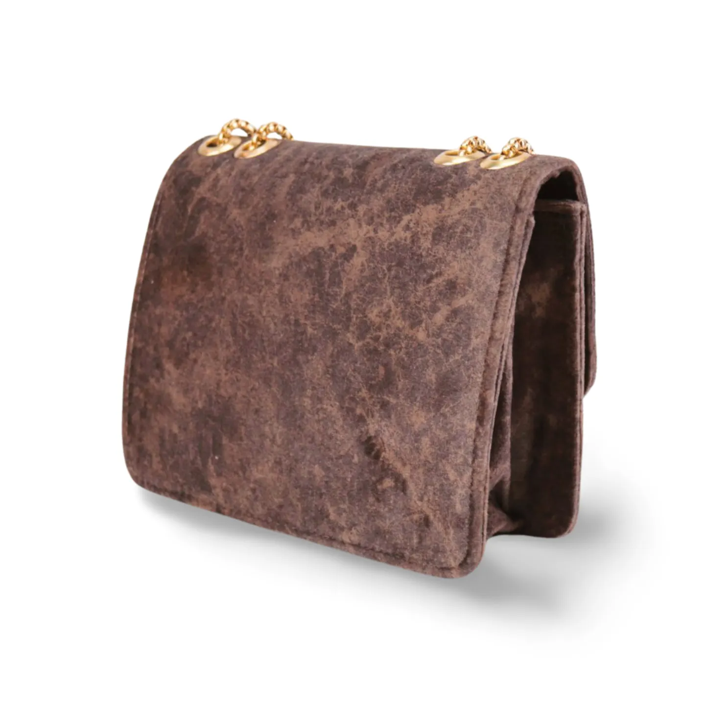 Velvet Shoulder Bag with Gold Chain