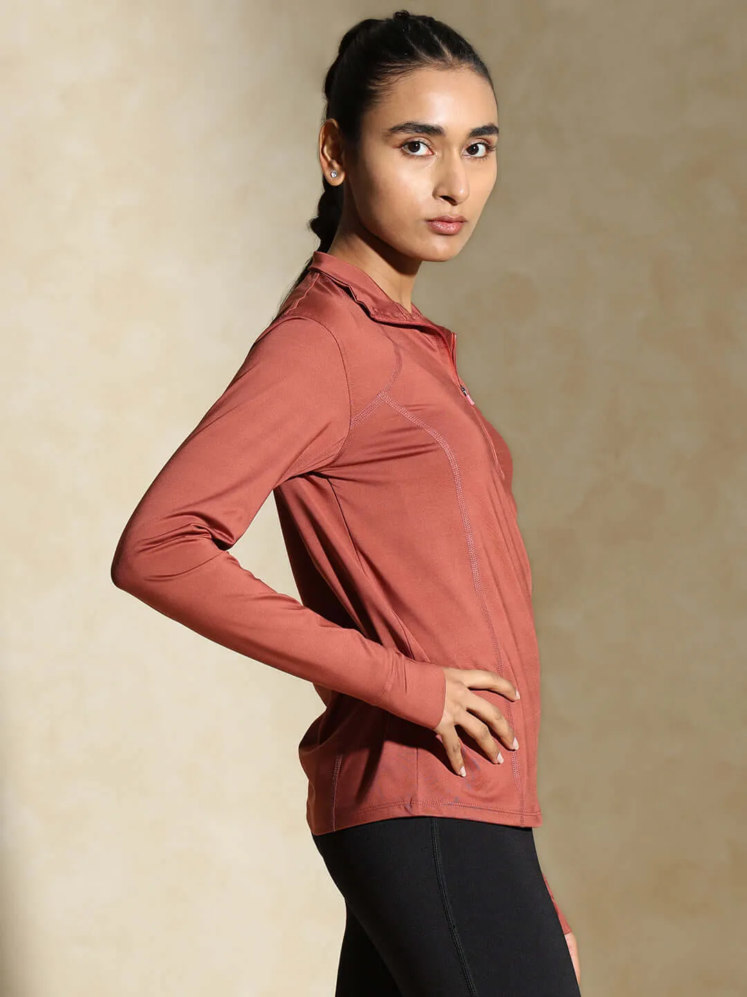 Women's Ath Runner Zip Neck Marsala