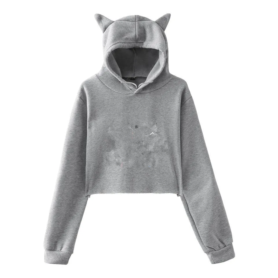 Women's Cat Ear Hooded Short-Sleeved Sweater