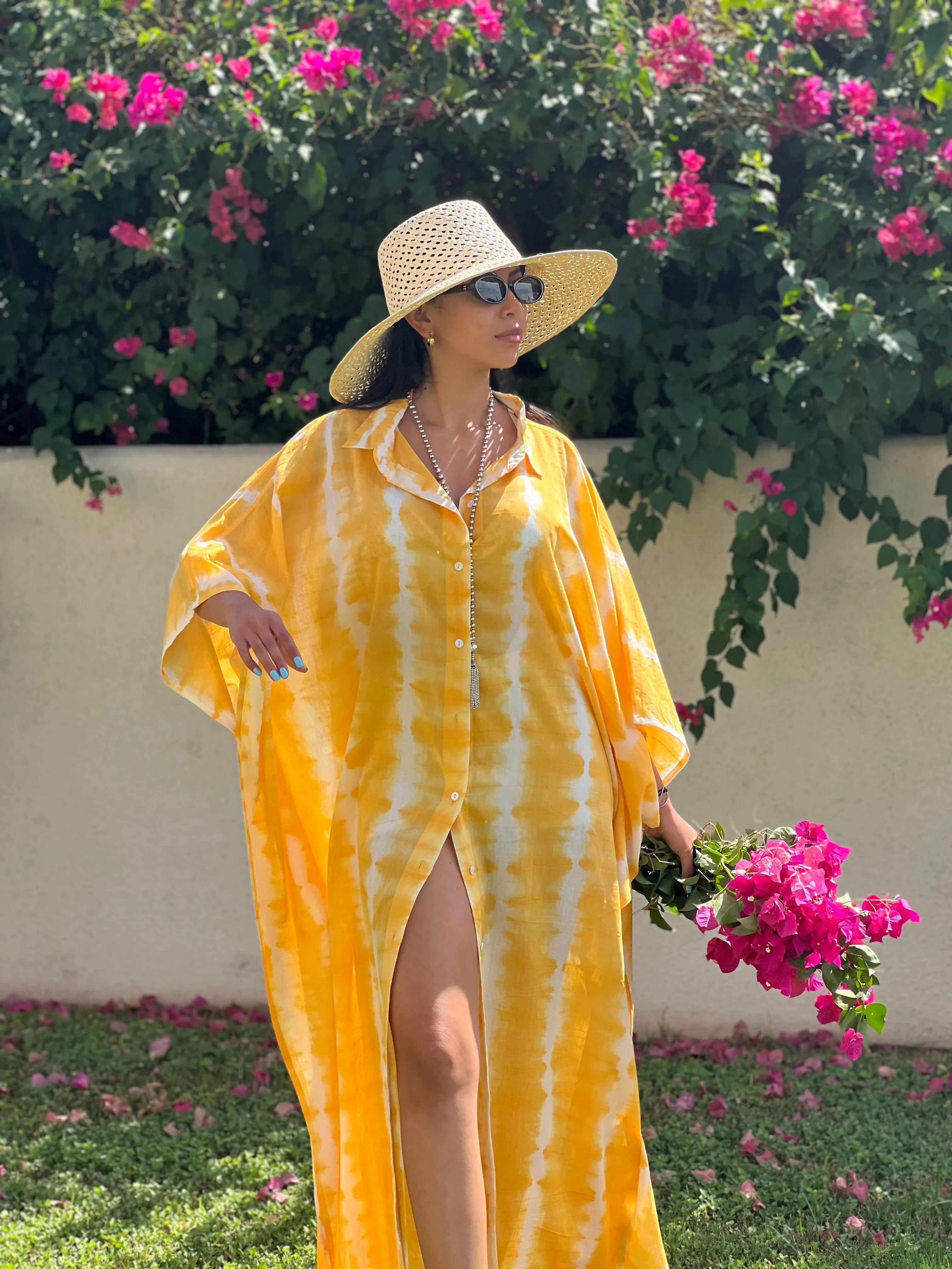 Yellow Shibori Beach Duster