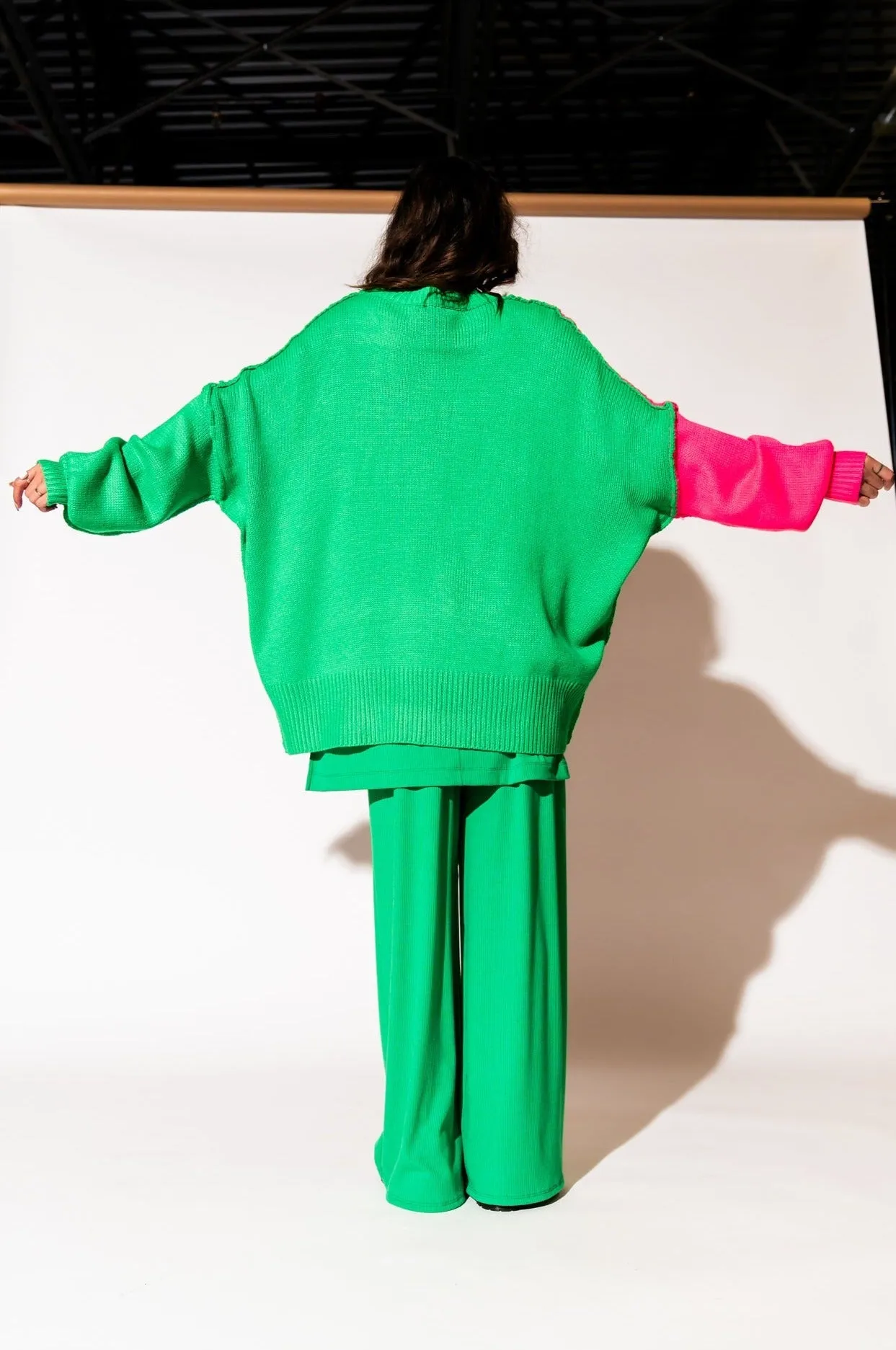 Yin Yang Gang Oversized Knit in Electric Watermelon